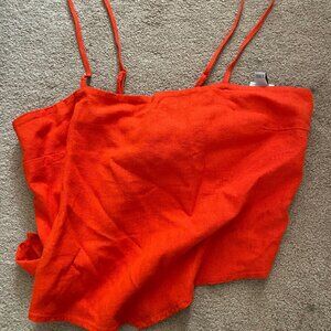 Red tie-back shirt